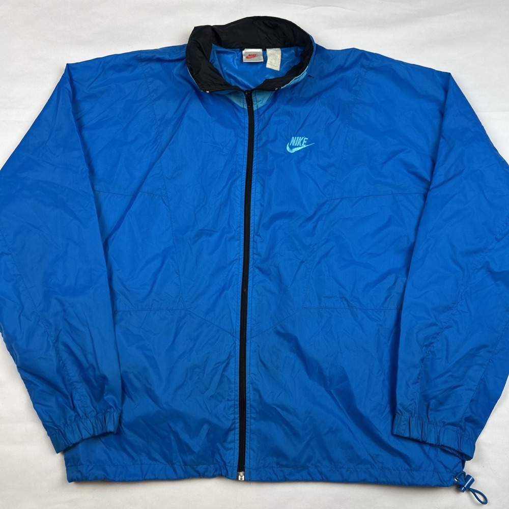 VTG 80s Nike Windbreaker Jacket Full Zip Mens XL Blue Lightweight Retro USA